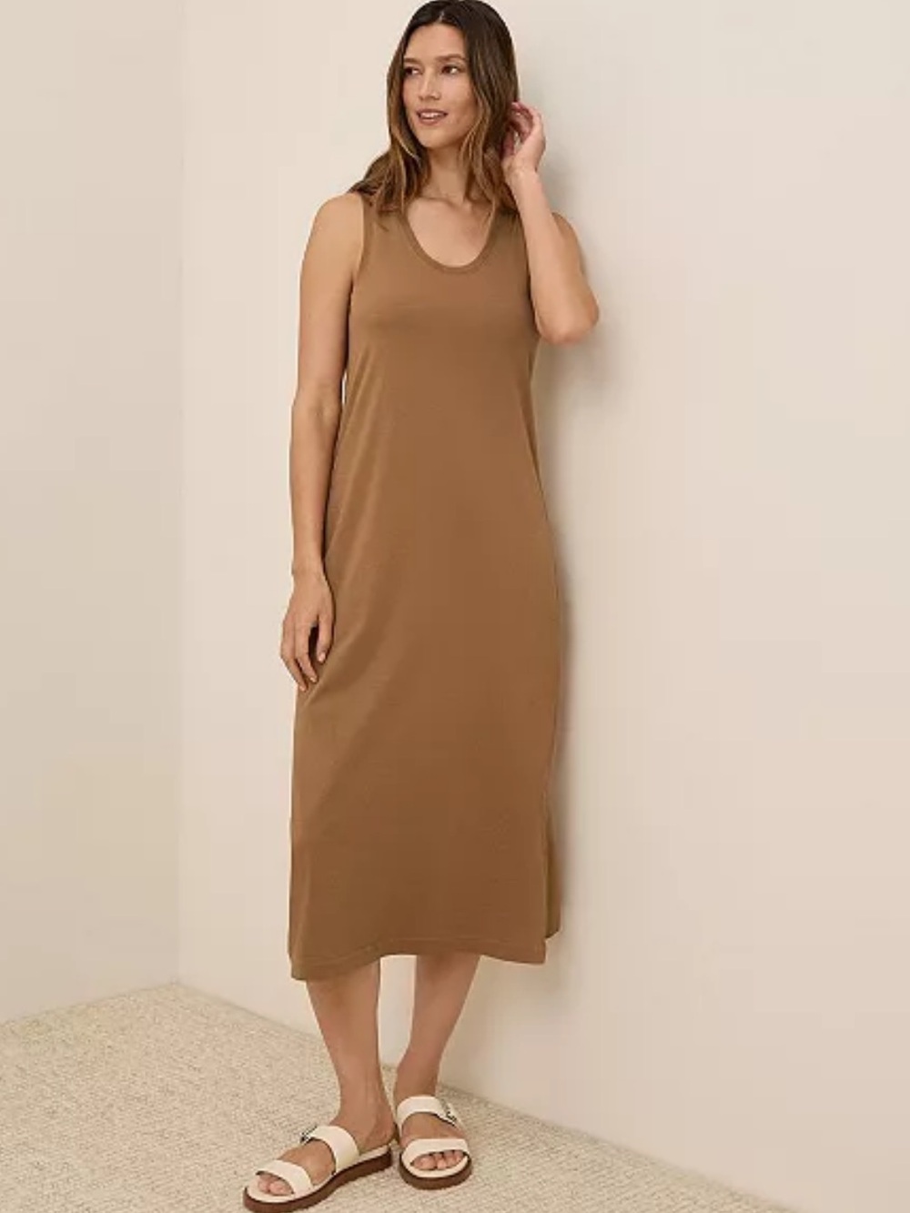 Pact Women's Organic Cotton Softspun Tank Midi Dress Brown Size Medium